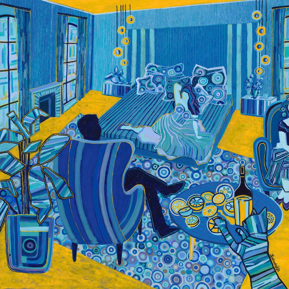 BLUE ROOM – Originales zeitgenössisches Gemälde von Kasia Laskowska