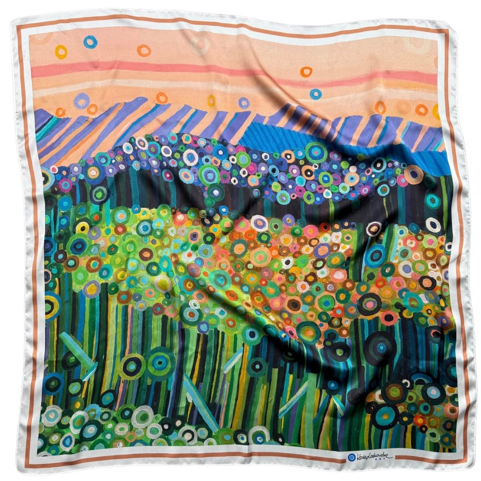 BIESZCZADY - MOUNTAIN VIEW — Art Silk Scarf (90×90 cm)