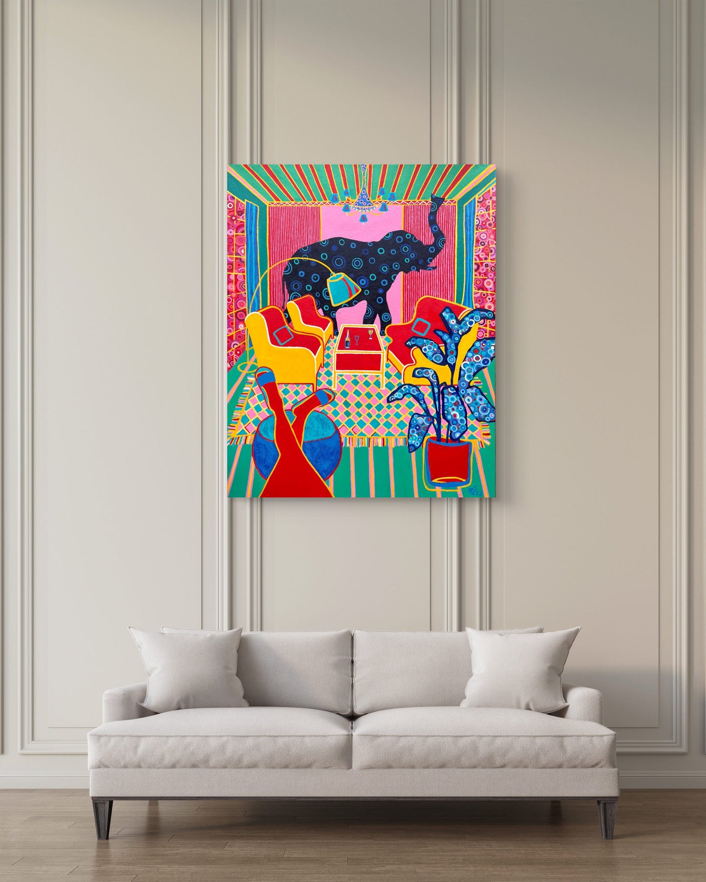 ELEPHANT IN THE ROOM – Originales zeitgenössisches Gemälde von Kasia Laskowska