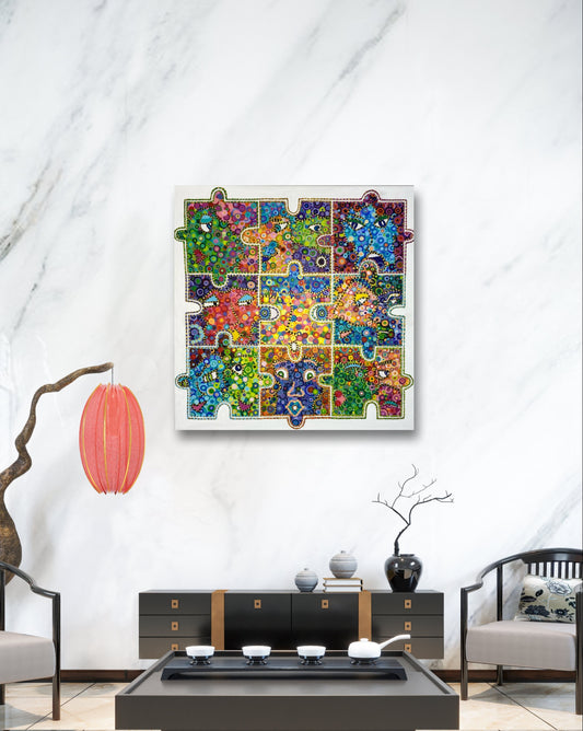 PUZZLED PEOPLE – Originalgemälde der zeitgenössischen Künstlerin Kasia Laskowska