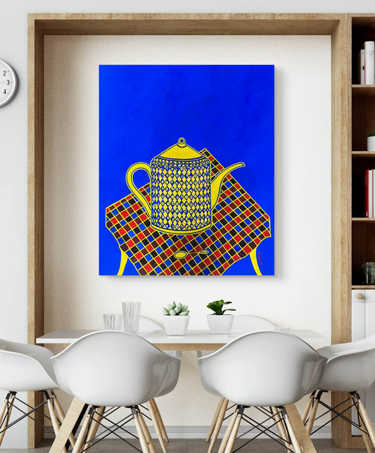 TEA TIME  - THE TEAPOT – oryginalny obraz akryl na płótnie | Kasia Laskowska