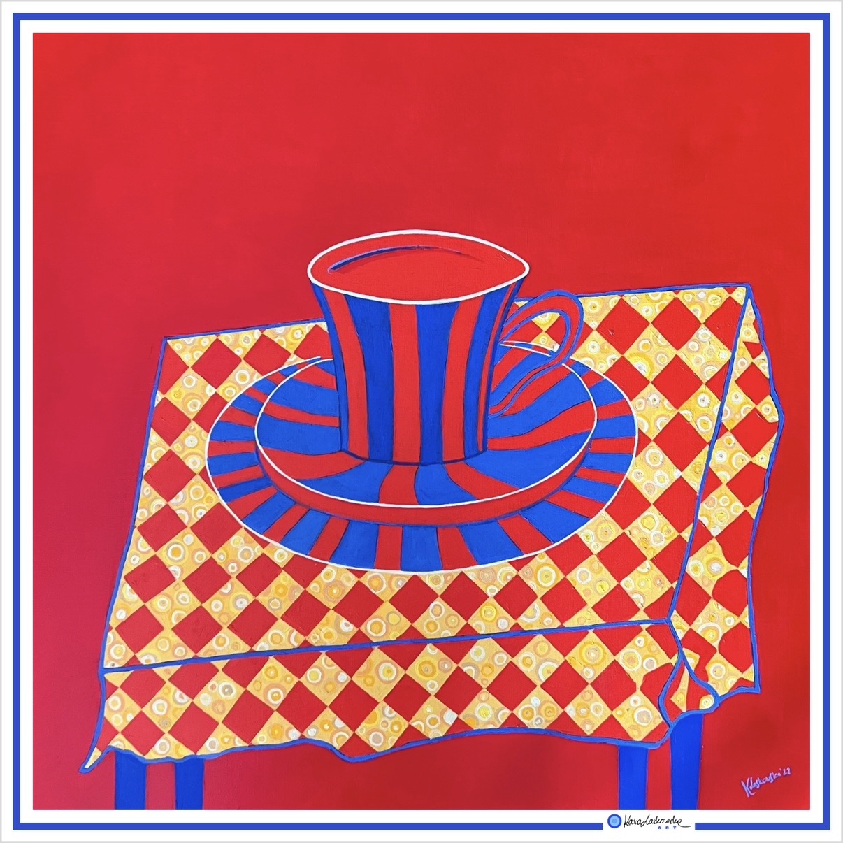 TEA TIME - THE CUP — Art Silk Scarf (90×90 cm)