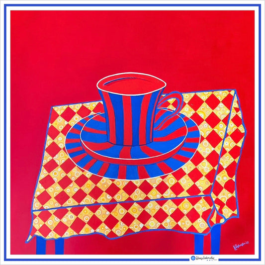 TEA TIME - THE CUP — Art Silk Scarf (90×90 cm)