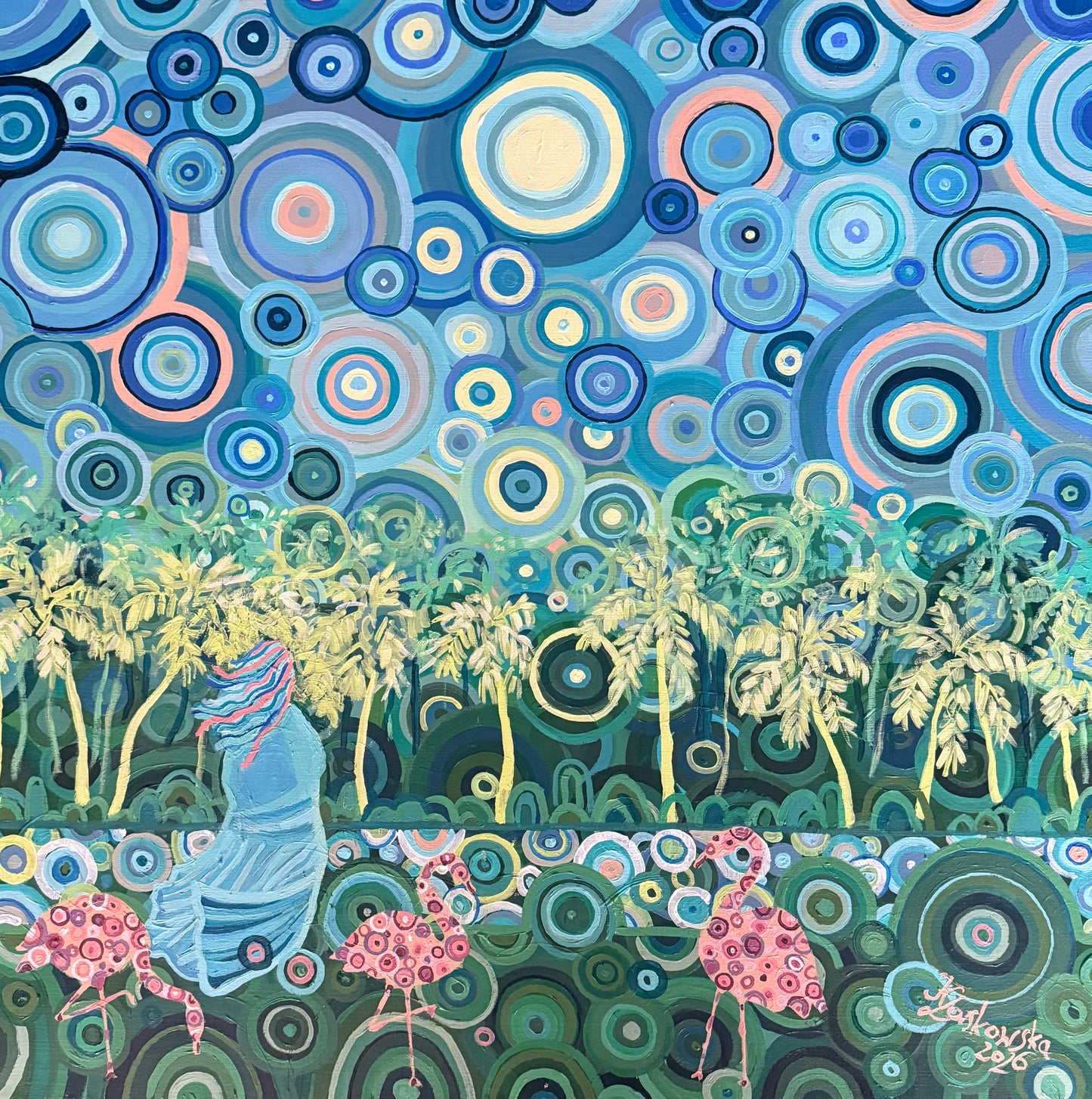 WOMAN STANDING BY THE RIVER – Original Contemporary Painting by Kasia Laskowska (Kopia)