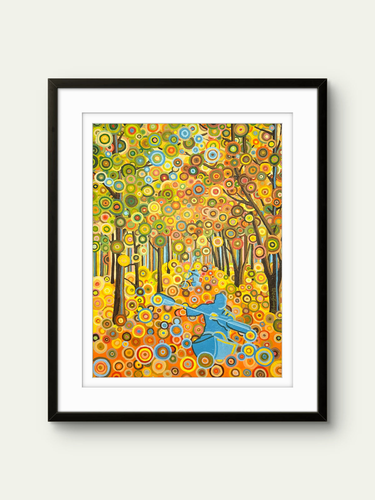 KAJAKARZE – limitowany print kolekcjonerski - Kasia Laskowska Art – w czarnej ramie, zawieszony na jasnej ścianie