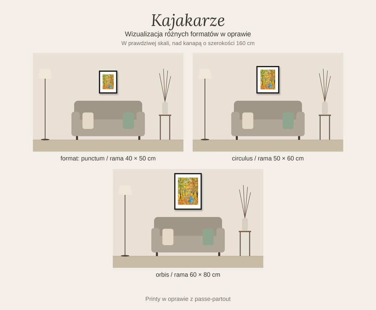 KAJAKARZE – limitowany print kolekcjonerski, formaty w oprawie: PUNCTUM, CIRCULUS, ORBIS – Kasia Laskowska Art