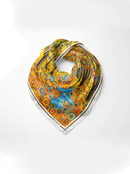 Kayakers silk scarf with a motif of Kasia Laskowska's painting – folded