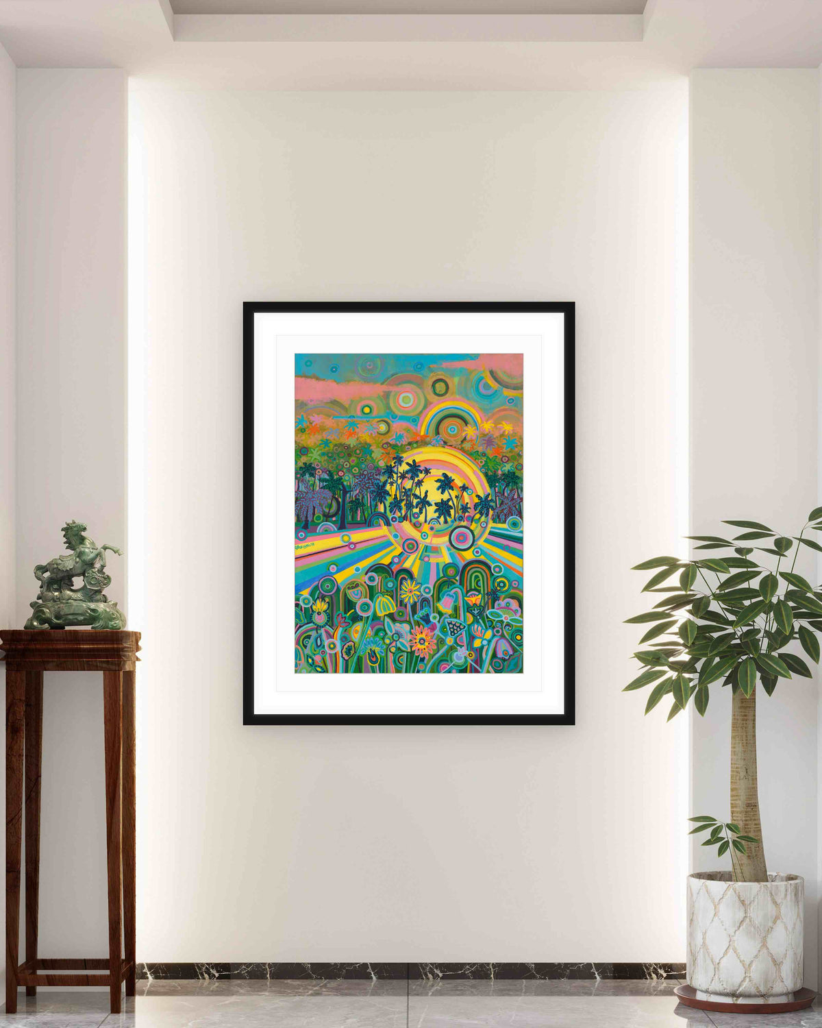 Na wschód od zachodu — limitowany print kolekcjonerski w oprawie, we wnętrzu, w jasnym salonie — Kasia Laskowska Art