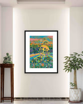 Na wschód od zachodu — limitowany print kolekcjonerski w oprawie, we wnętrzu, w jasnym salonie — Kasia Laskowska Art