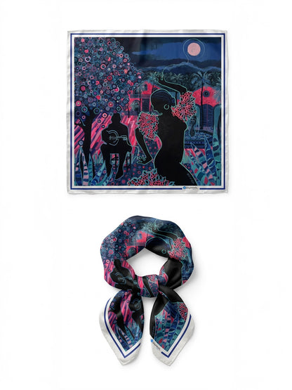 Spanish Woman scarf – laid flat and tied